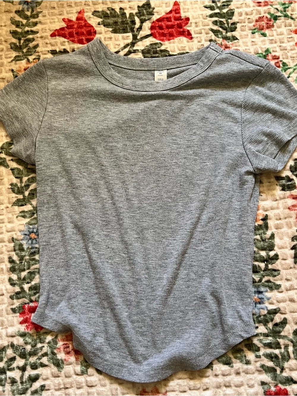 Old Navy Gray Ribbed Short Sleeve Crop Tee